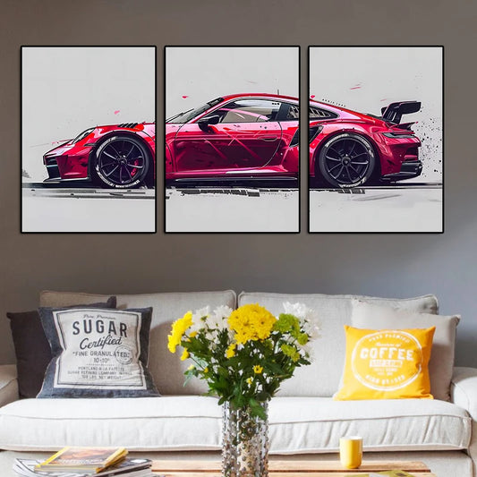 3Pcs Supercar Canvas Posters, Sports Car Wall Art Set