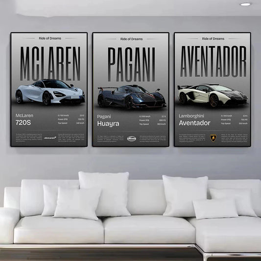 Minimalist Luxury Supercar JDM Canvas Wall Art Poster Decor