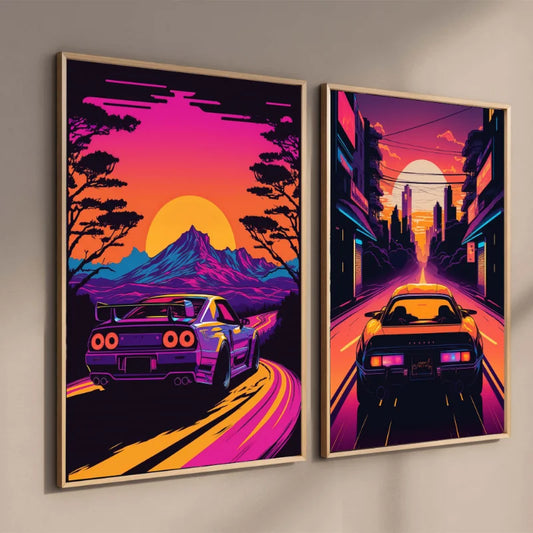 80s Retro Japanese GTR Car Canvas Wall Art Poster Print