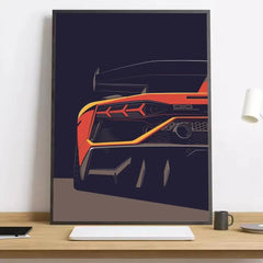 Modern Supercar Lamborghini Wall Art Painting Calligraphy Canvas Poster: Crease Free Waterproof Durable All Space Wall Decor