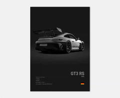 Pop Black And White German Luxury Sports Car Poster Wall Art 911 GT3 RS Turbo HD Oil On Canvas Print Garage Living Room Decor