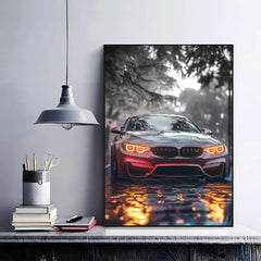 Black Car Poster, Modern Minimalist Wall Art Print Decor