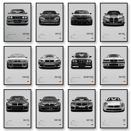 BMW G80 M3C & E39 M5 Sports Car Canvas Wall Art Poster