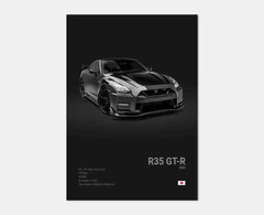 Black & White JDM Supercar Canvas Wall Art Poster – R34 & 240SX