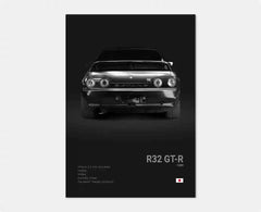 Black & White JDM Supercar Canvas Wall Art Poster – R34 & 240SX