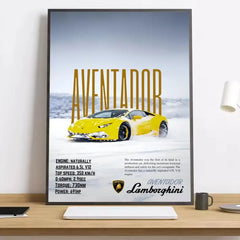 Modern Supercar Lamborghini Wall Art Painting Calligraphy Canvas Poster: Crease Free Waterproof Durable All Space Wall Decor
