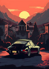 80S Japan Tokyo Neon Scenery JDM Cars Poster Aesthetics 911 Speed Cars Fuji Sakura Canvas Print Wall Art Home Fans Room Decor