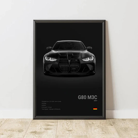 Famous Cars G80 M3C E30 M3 Z8 Canvas Wall Art Print
