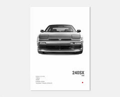 Black & White JDM Supercar Canvas Wall Art Poster – R34 & 240SX