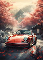 80S Japan Tokyo Neon Scenery JDM Cars Poster Aesthetics 911 Speed Cars Fuji Sakura Canvas Print Wall Art Home Fans Room Decor