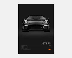 Pop Black And White German Luxury Sports Car Poster Wall Art 911 GT3 RS Turbo HD Oil On Canvas Print Garage Living Room Decor