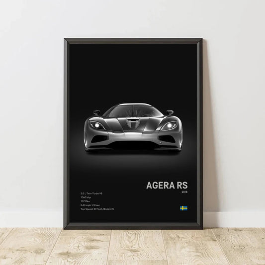 Jesko Agera RS Supercar Canvas Print, Modern Wall Art Poster