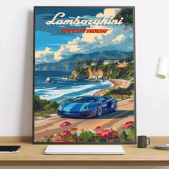 Modern Supercar Lamborghini Wall Art Painting Calligraphy Canvas Poster: Crease Free Waterproof Durable All Space Wall Decor