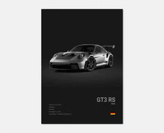 Pop Black And White German Luxury Sports Car Poster Wall Art 911 GT3 RS Turbo HD Oil On Canvas Print Garage Living Room Decor