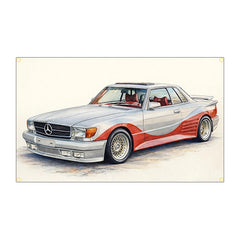 Classic Car Flag Banner, Polyester Garage Wall Decor