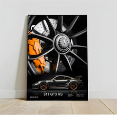 Pop Turbo super luxury sports car Poster Aesthetic 911 GT3 RS Wheels Canvas Print For Wall Art Mural Home Garage Room Decor