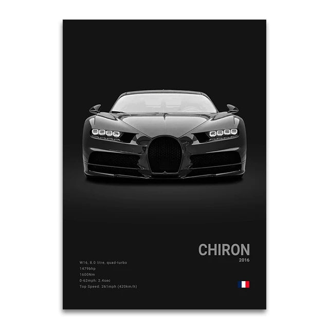 Bugatti Chiron Wall Art | Premium Canvas Print
