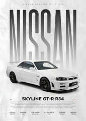 Famous Cars S14 F430 SF90 GTS AMG GT R34 F40 Poster Picture Canvas Painting Wall Art Home Decoration Print for Living Room Decor