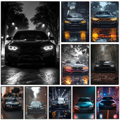 Black Car Poster, Modern Minimalist Wall Art Print Decor