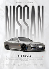 Famous Cars S14 F430 SF90 GTS AMG GT R34 F40 Poster Picture Canvas Painting Wall Art Home Decoration Print for Living Room Decor