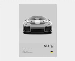Pop Black And White German Luxury Sports Car Poster Wall Art 911 GT3 RS Turbo HD Oil On Canvas Print Garage Living Room Decor