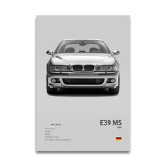 G80 M3C E39 M5 Car Canvas Wall Art Print Poster M5 CS G87 M2 Sports Car Decorative Painting Modern Home Decor Gift Unframed