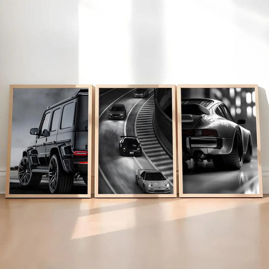Minimalist Luxury Car Wall Art Print, Black & White Poster