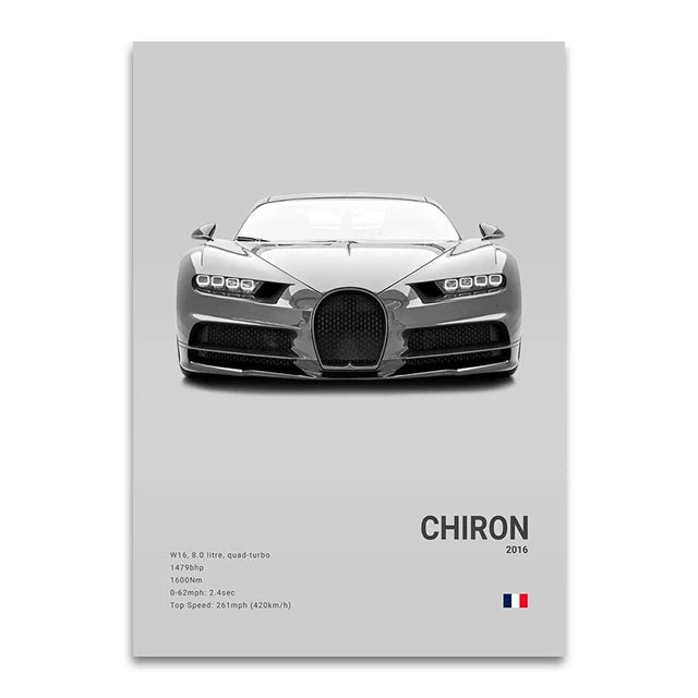 Bugatti Chiron Wall Art | Premium Canvas Print