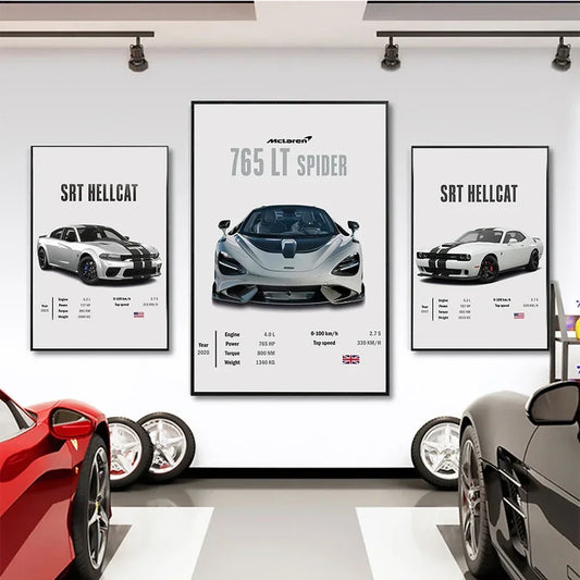 Luxury Supercar Canvas Wall Art, Sport & Off-Road Car Poster