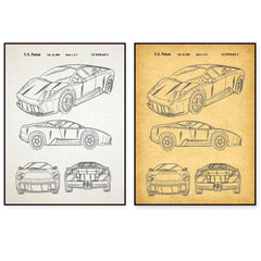 Sports Car Poster Car Patent Printing, Car Poster Wall Decoration