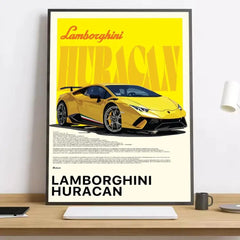 Modern Supercar Lamborghini Wall Art Painting Calligraphy Canvas Poster: Crease Free Waterproof Durable All Space Wall Decor